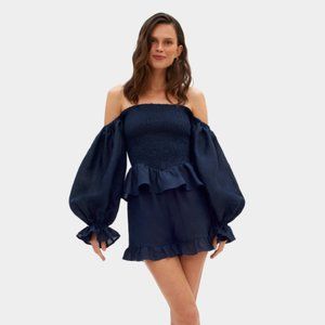 Sleeper Atlanta Lounge 2 Piece Linen Suit in Navy